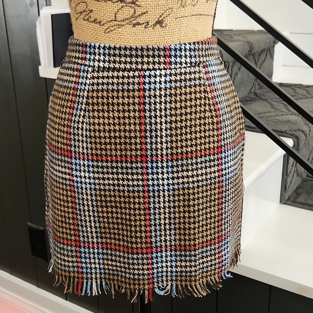 HYFVE Plaid Fringe Hem Mini Skirt - Picture 1 of 8